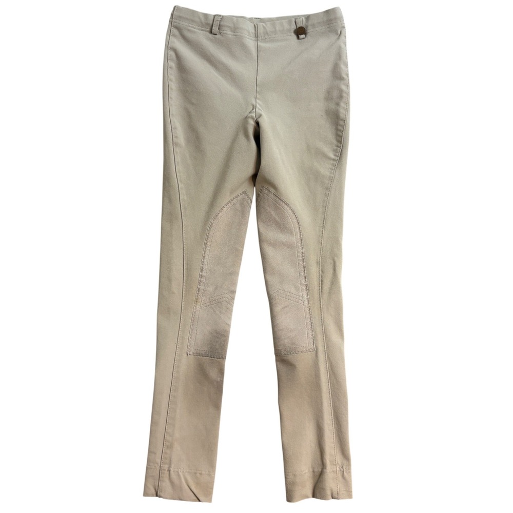 Ovation Kids Tan Equestrian Riding Breeches Knee Patch Pants Size 14 Beige